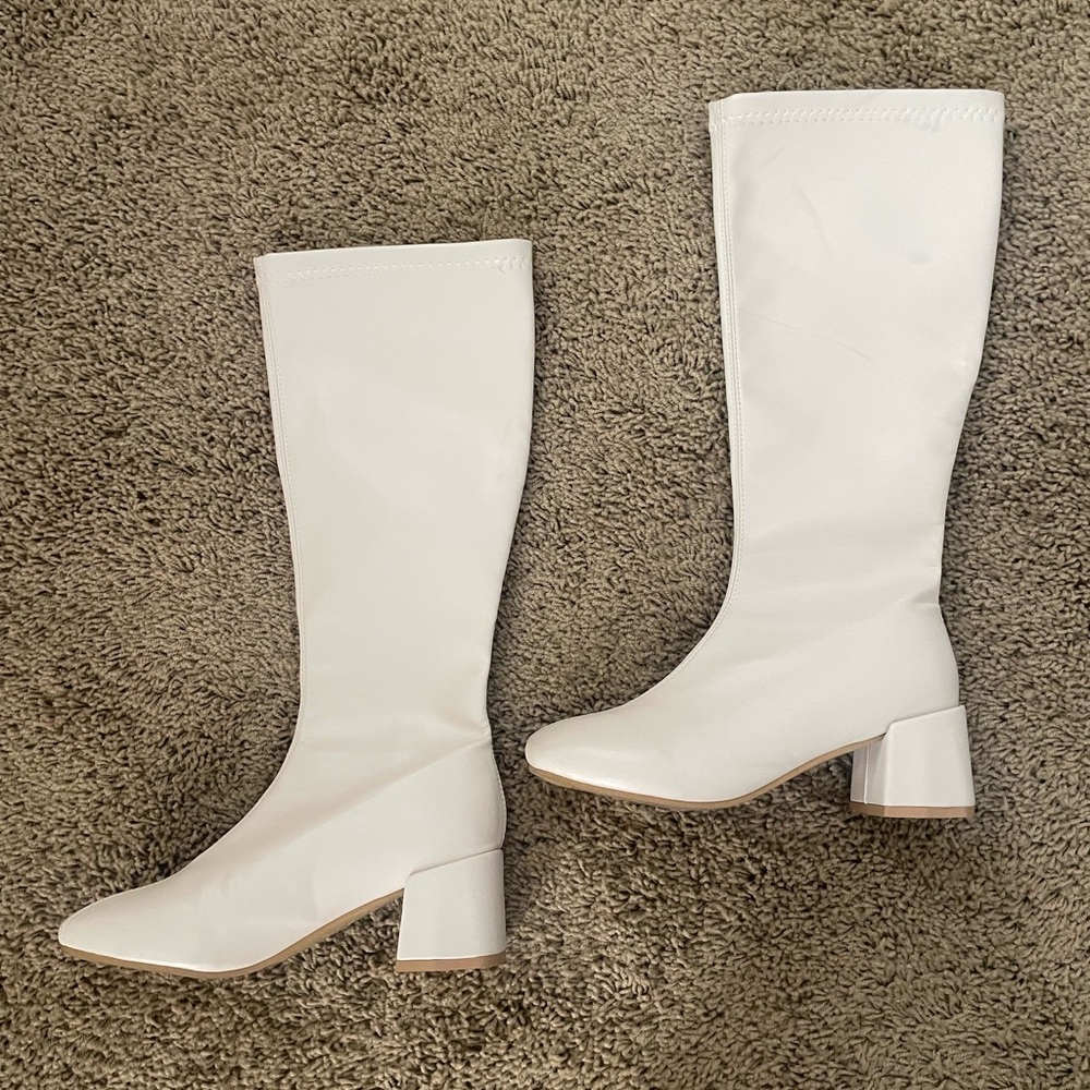 Off White Knee High Boots